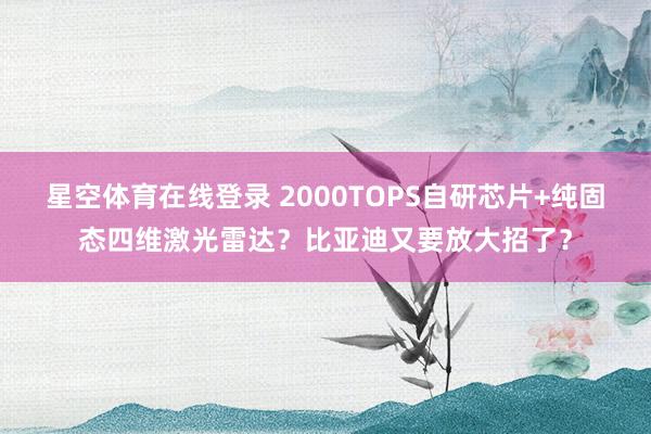 星空体育在线登录 2000TOPS自研芯片+纯固态四维激光雷达?比亚迪又要放大招了?