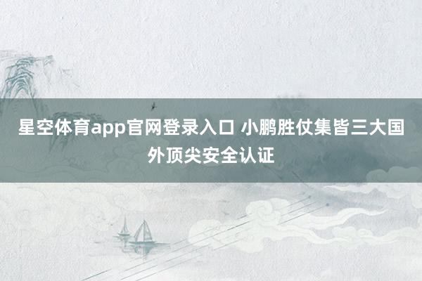 星空体育app官网登录入口 小鹏胜仗集皆三大国外顶尖安全认证
