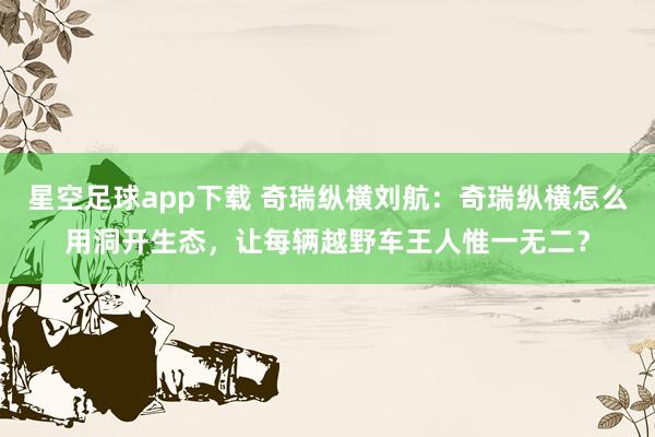 星空足球app下载 奇瑞纵横刘航:奇瑞纵横怎么用洞开生态,让每辆越野车王人惟一无二?