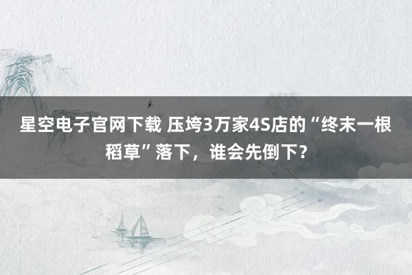星空电子官网下载 压垮3万家4S店的“终末一根稻草”落下,谁会先倒下?
