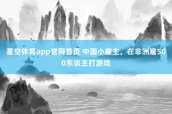 星空体育app官网首页 中国小雇主,在非洲雇500东谈主打游戏