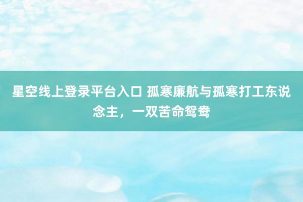 星空线上登录平台入口 孤寒廉航与孤寒打工东说念主,一双苦命鸳鸯