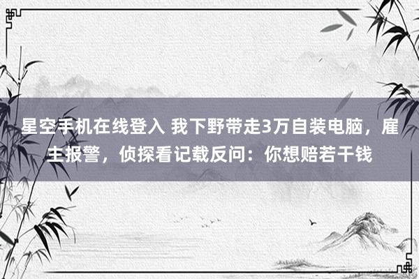 星空手机在线登入 我下野带走3万自装电脑,雇主报警,侦探看记载反问:你想赔若干钱