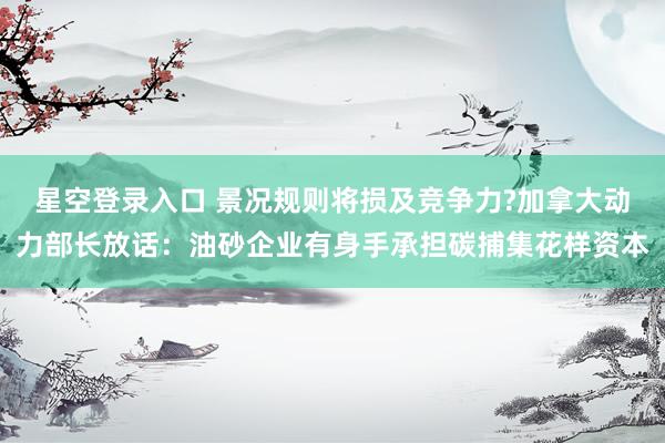 星空登录入口 景况规则将损及竞争力?加拿大动力部长放话:油砂企业有身手承担碳捕集花样资本