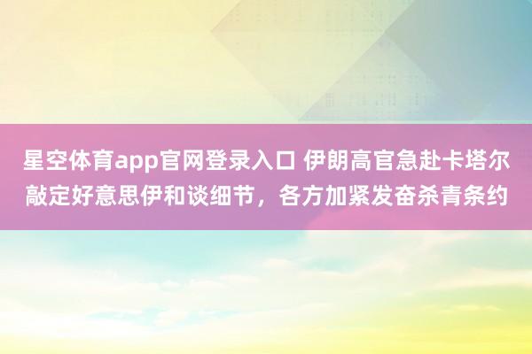 星空体育app官网登录入口 伊朗高官急赴卡塔尔敲定好意思伊和谈细节,各方加紧发奋杀青条约
