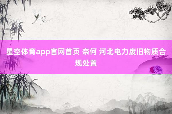 星空体育app官网首页 奈何 河北电力废旧物质合规处置