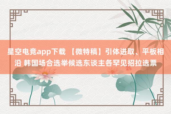 星空电竞app下载 【微特稿】引体进取、平板相沿 韩国场合选举候选东谈主各罕见招拉选票