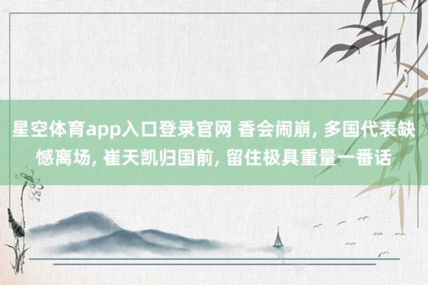 星空体育app入口登录官网 香会闹崩， 多国代表缺憾离场， 崔天凯归国前， 留住极具重量一番话