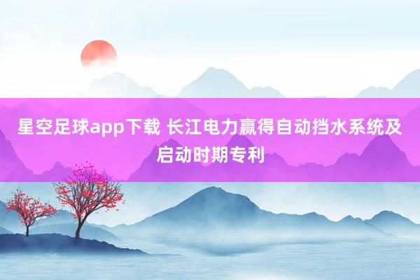 星空足球app下载 长江电力赢得自动挡水系统及启动时期专利