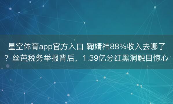 星空体育app官方入口 鞠婧祎88%收入去哪了?丝芭税务举报背后,1.39亿分红黑洞触目惊心