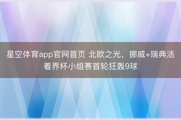 星空体育app官网首页 北欧之光，挪威+瑞典活着界杯小组赛首轮狂轰9球