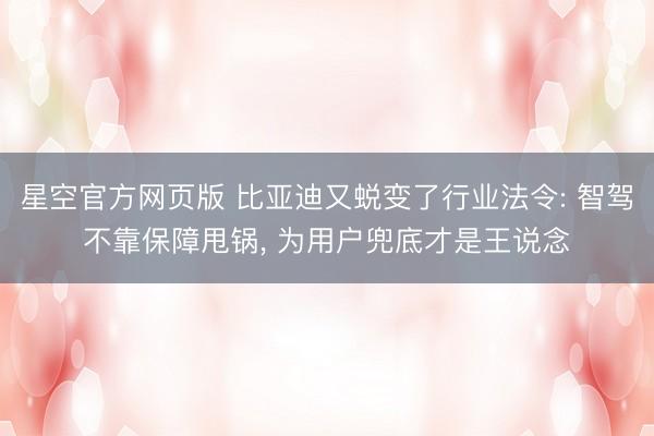 星空官方网页版 比亚迪又蜕变了行业法令: 智驾不靠保障甩锅, 为用户兜底才是王说念