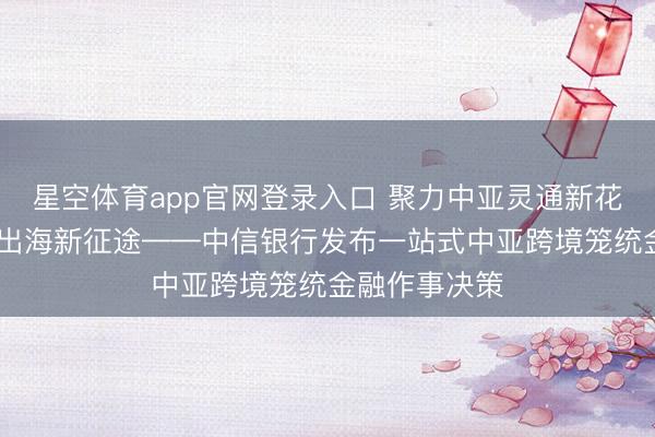 星空体育app官网登录入口 聚力中亚灵通新花样 赋能企业出海新征途——中信银行发布一站式中亚跨境笼统金融作事决策