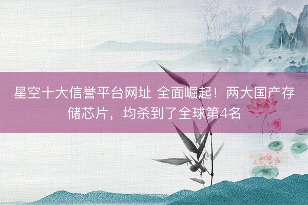 星空十大信誉平台网址 全面崛起!两大国产存储芯片,均杀到了全球第4名